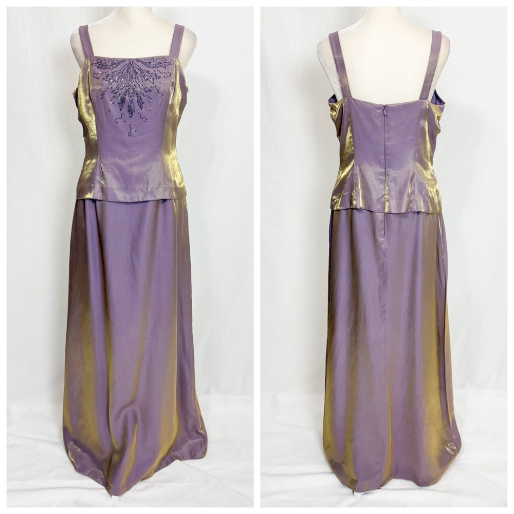 Vintage Lavender and Gold evening wedding guest dress